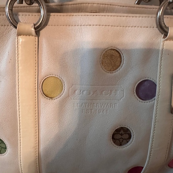 Coach RARE White Tote with Colorful Polka Dots from 2004 - Picture 4 of 16